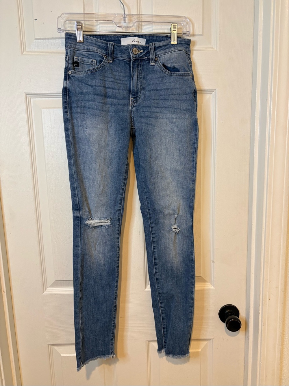 KanCan Mid Blue Skinny Jeans with Knee Rips